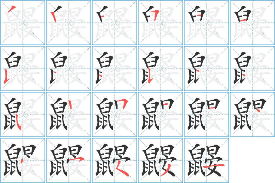 鼹的笔顺分步演示